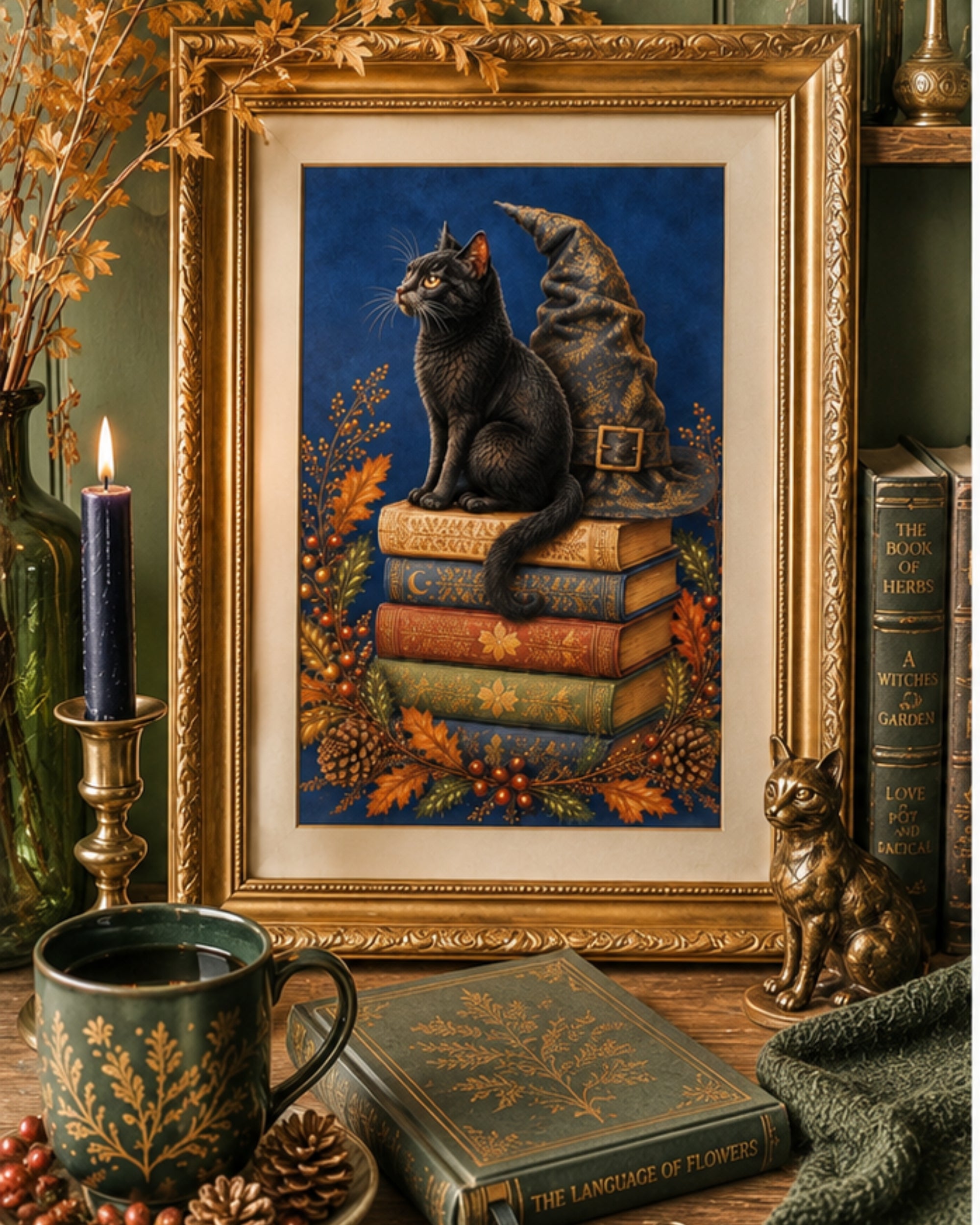 Witches Cat Art Print