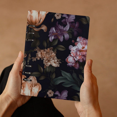 Fae & Magpie Baroque Floral planner with decorative floral cover and weekly planning pages inside.