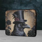 Fae & Magpie Crow laptop sleeve in black with soft interior, designed to protect laptops with a stylish and durable case.