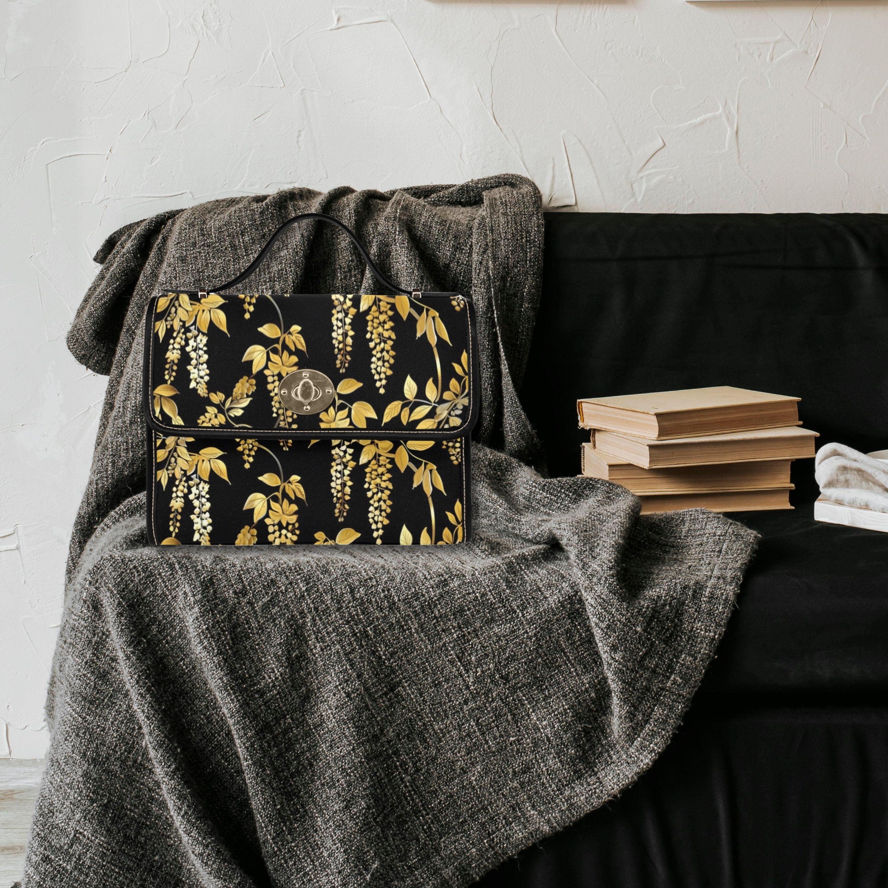 Gold Wisteria Satchel Bag