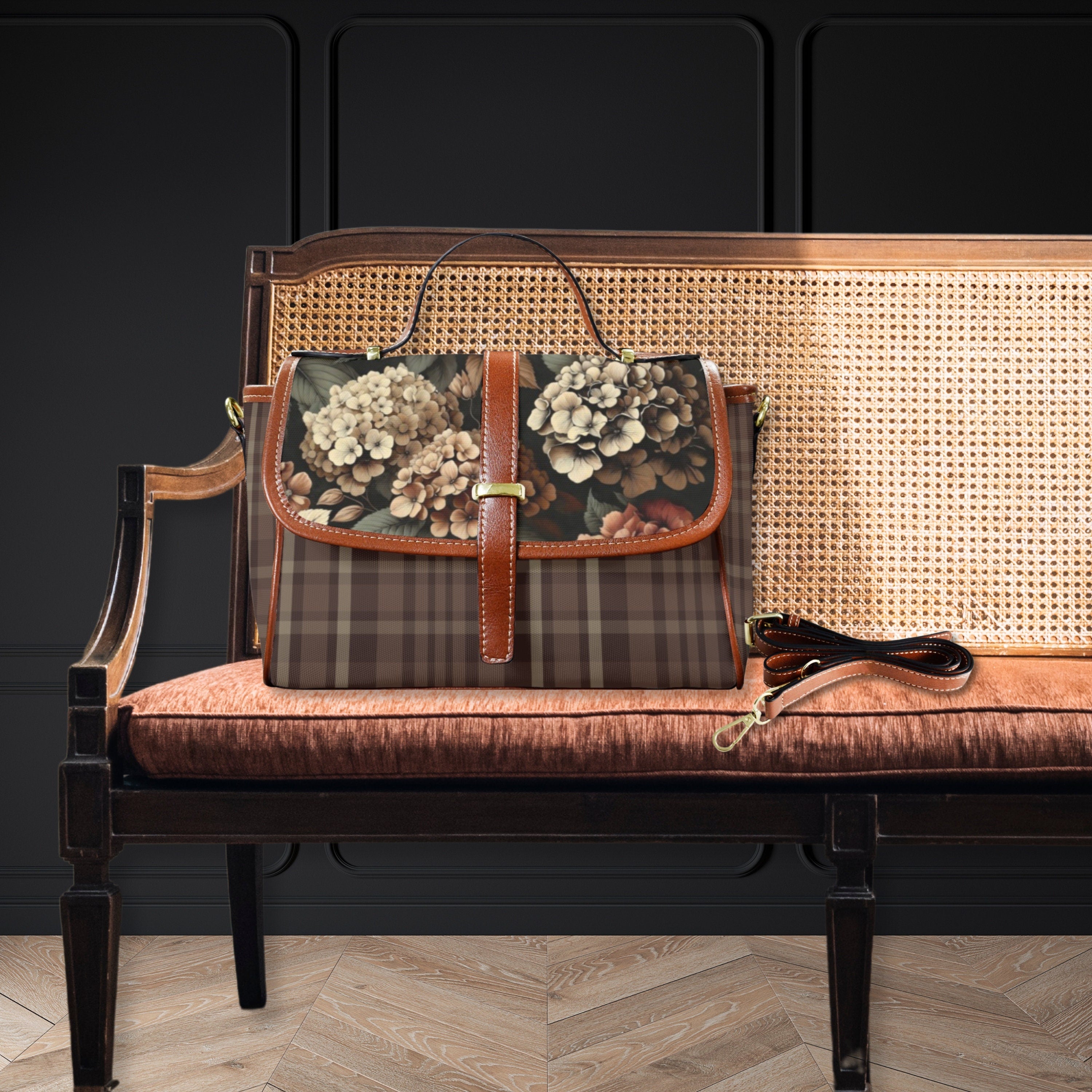 Floral Plaid Satchel Bag