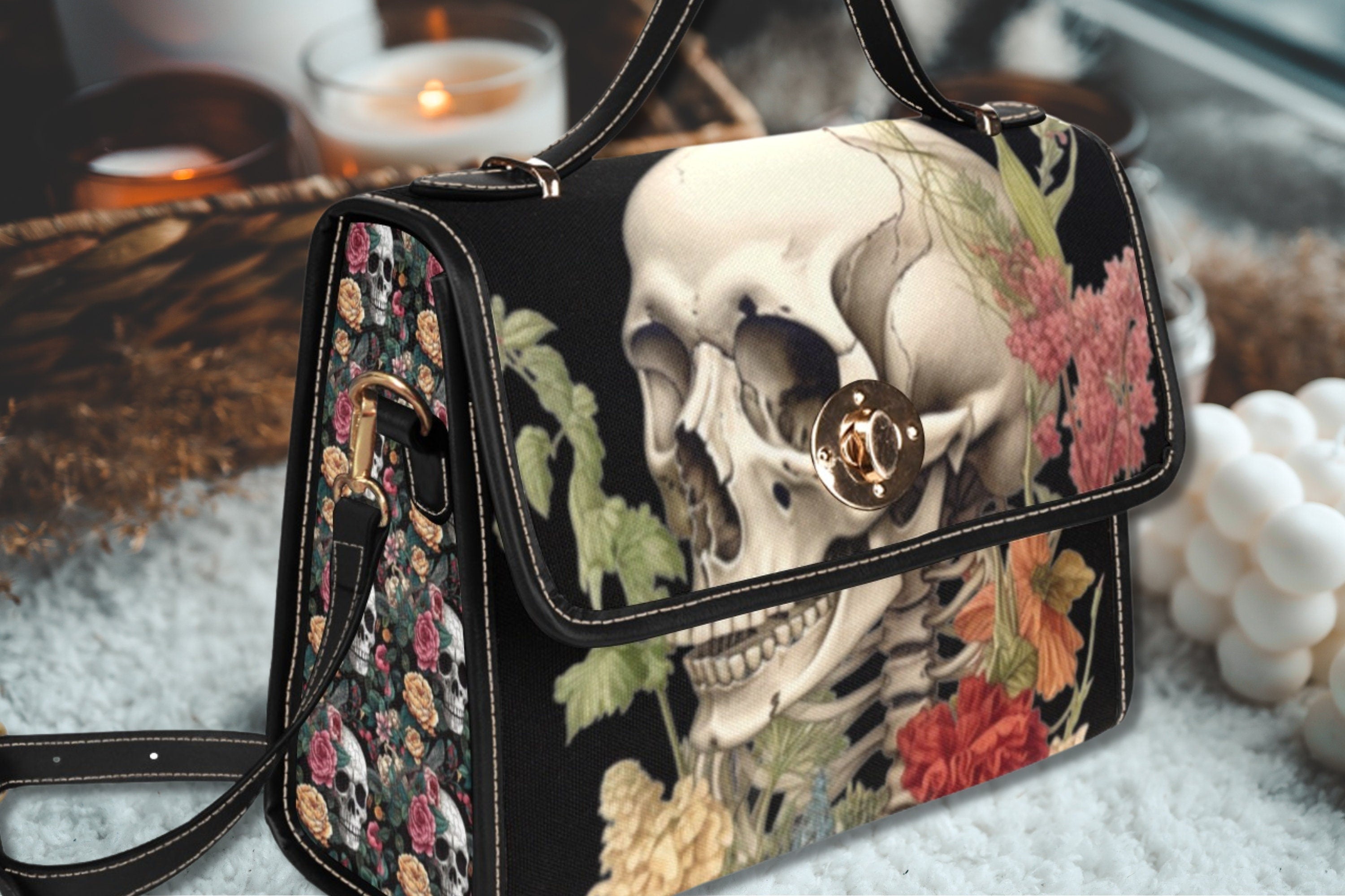 Skull Botany Satchel Bag