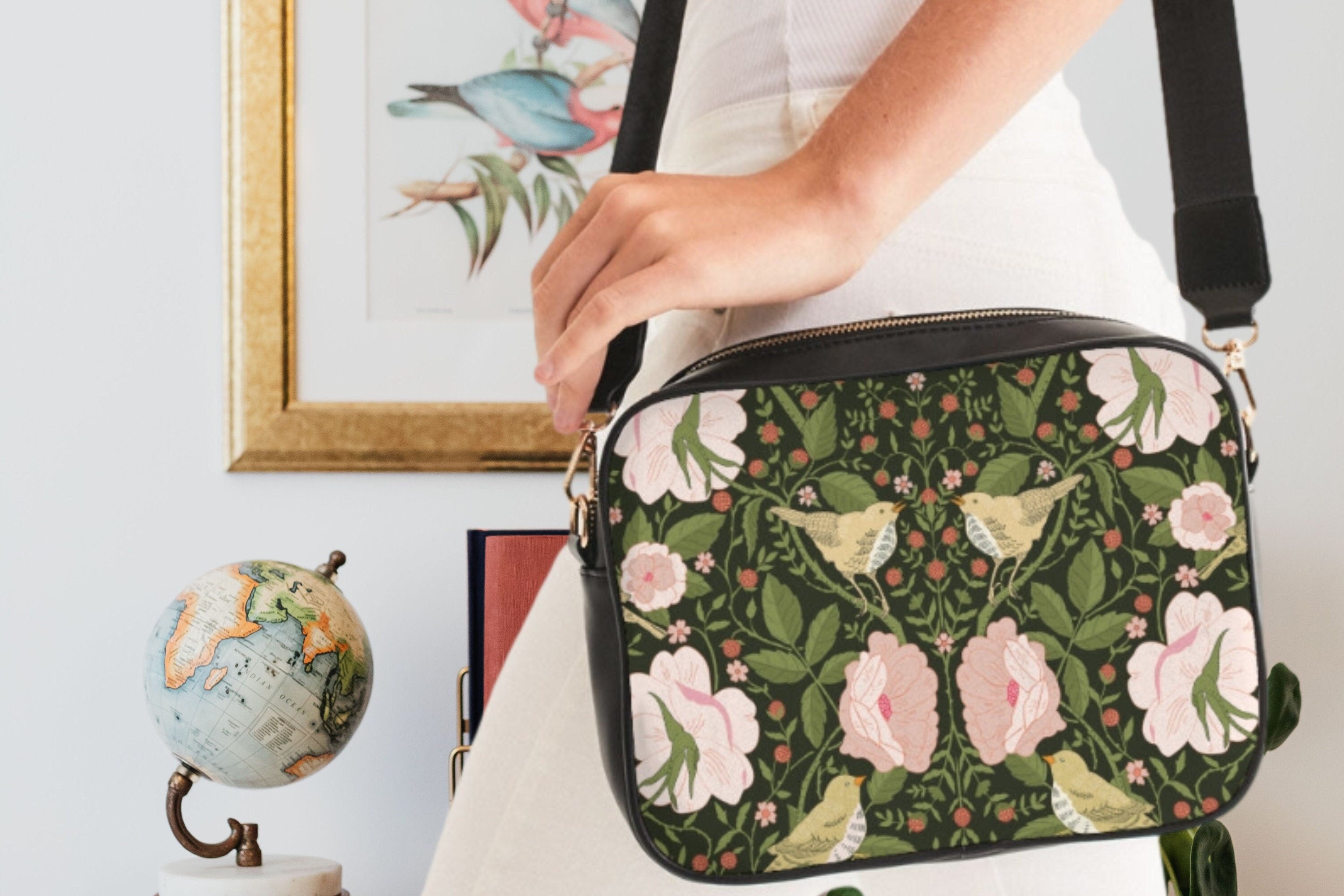 Birds and Flowers Crossbody Bag