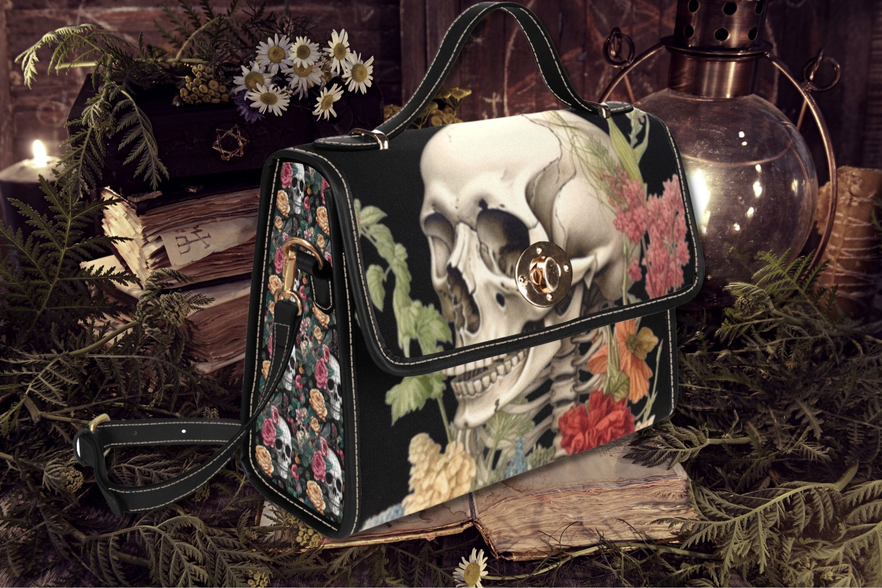 Skull Botany Satchel Bag