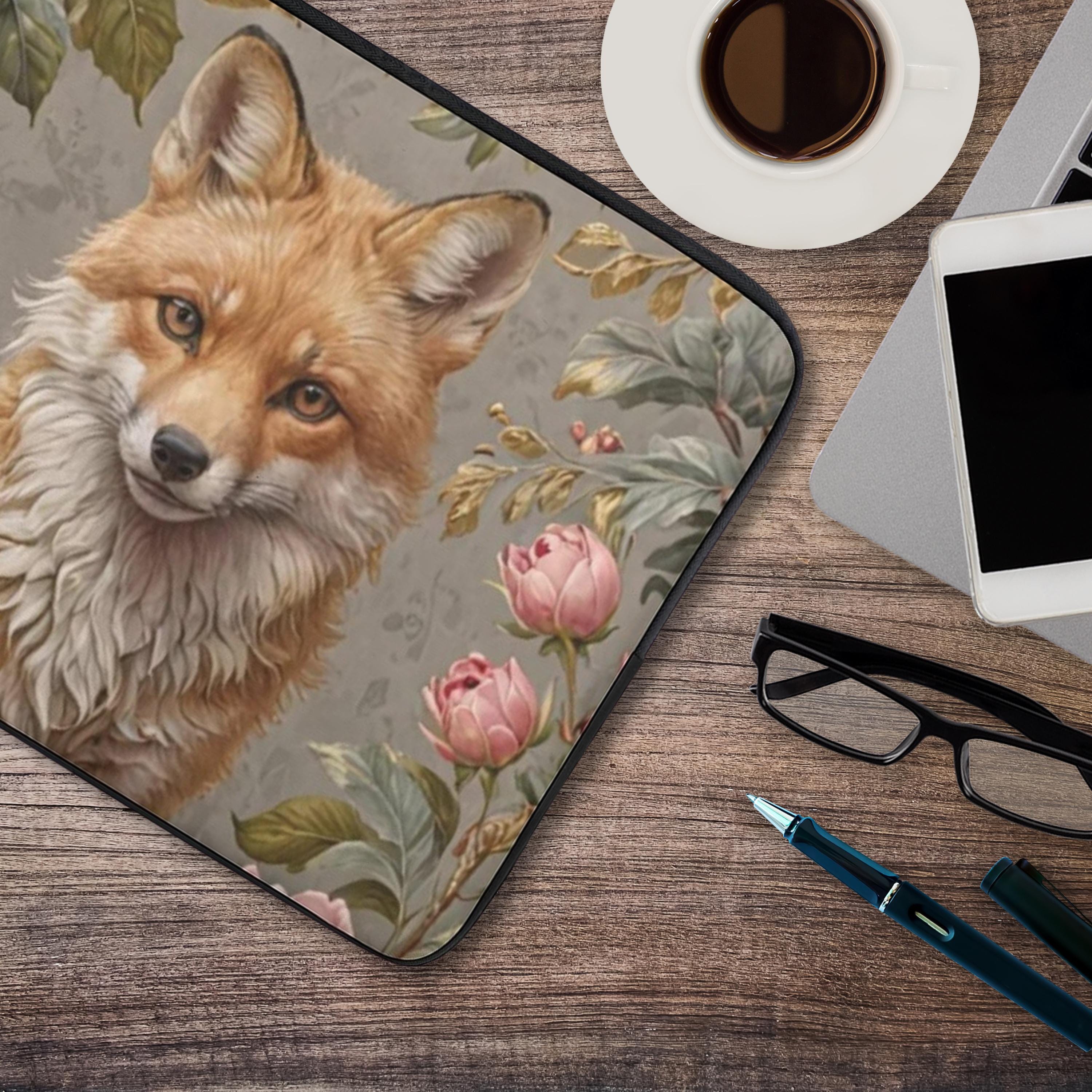 Fox Pink Flower Laptop Sleeve