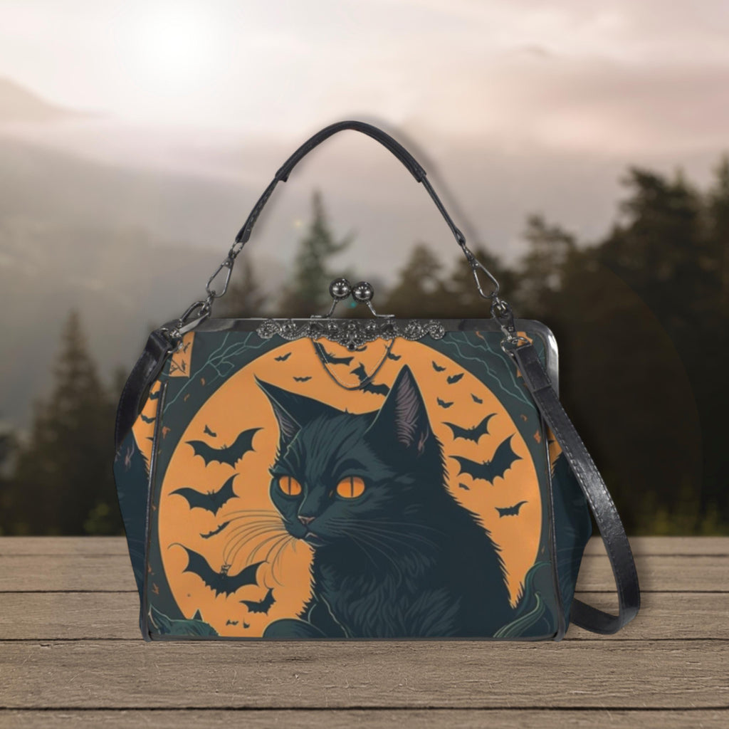 Halloween Cat Kisslock Bag