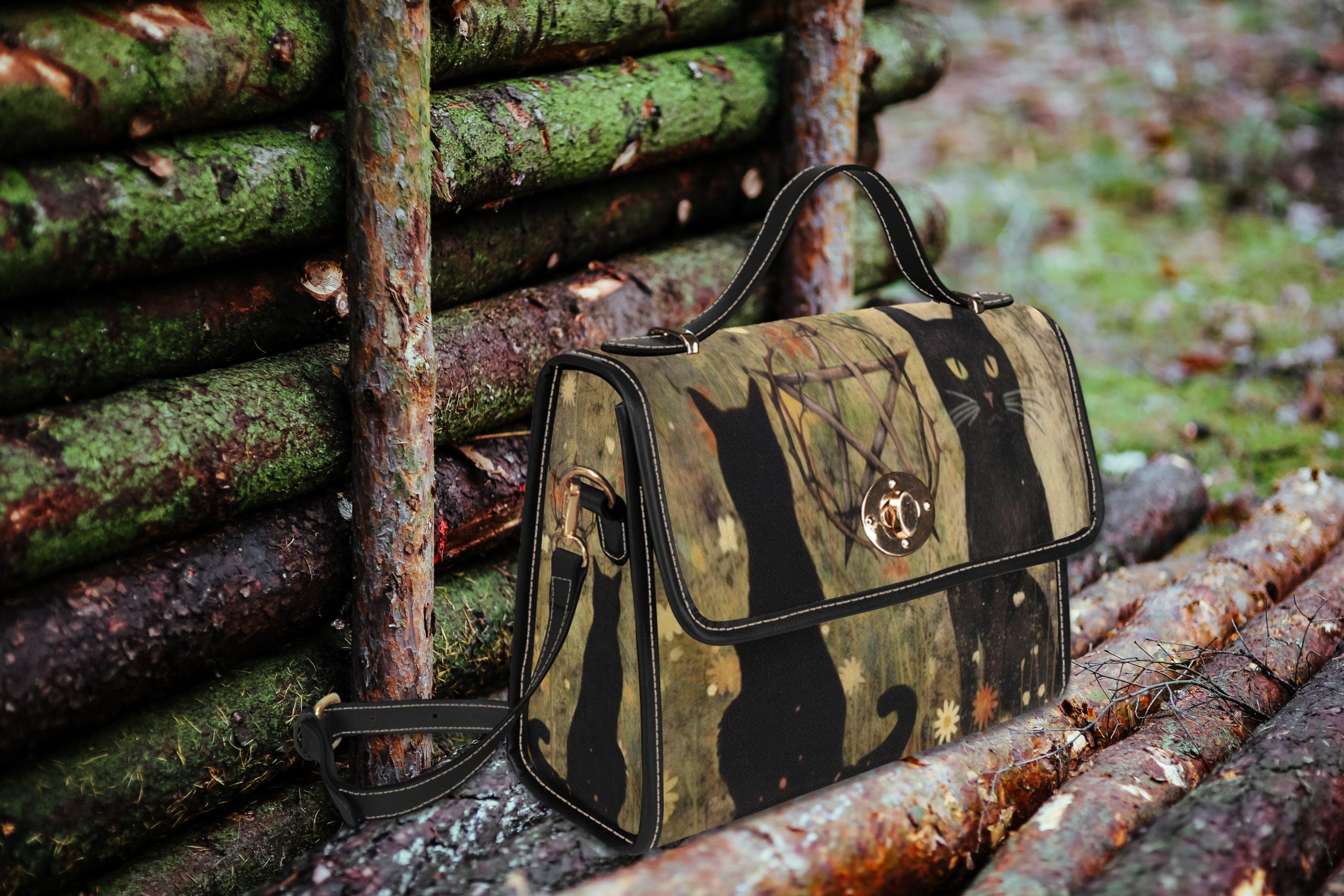 Black Cats Satchel Bag