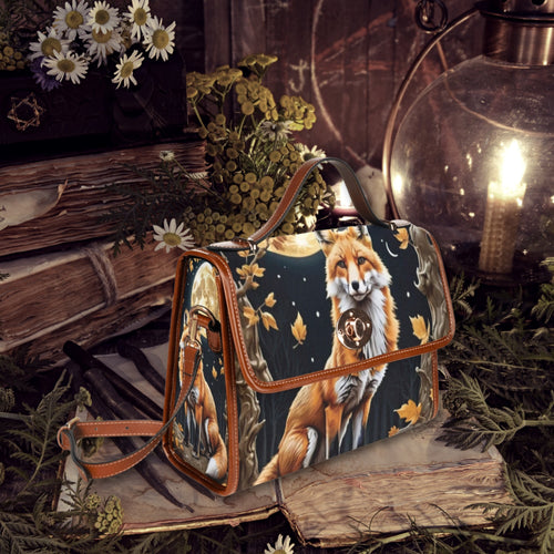 Fae & Magpie Baroque Fox Satchel Bag with ornate design, leather handles, and detailed craftsmanship on a neutral background.