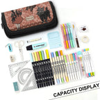 Girl and dog themed pouch by Fae & Magpie, featuring a colorful fabric design with a zipper closure.