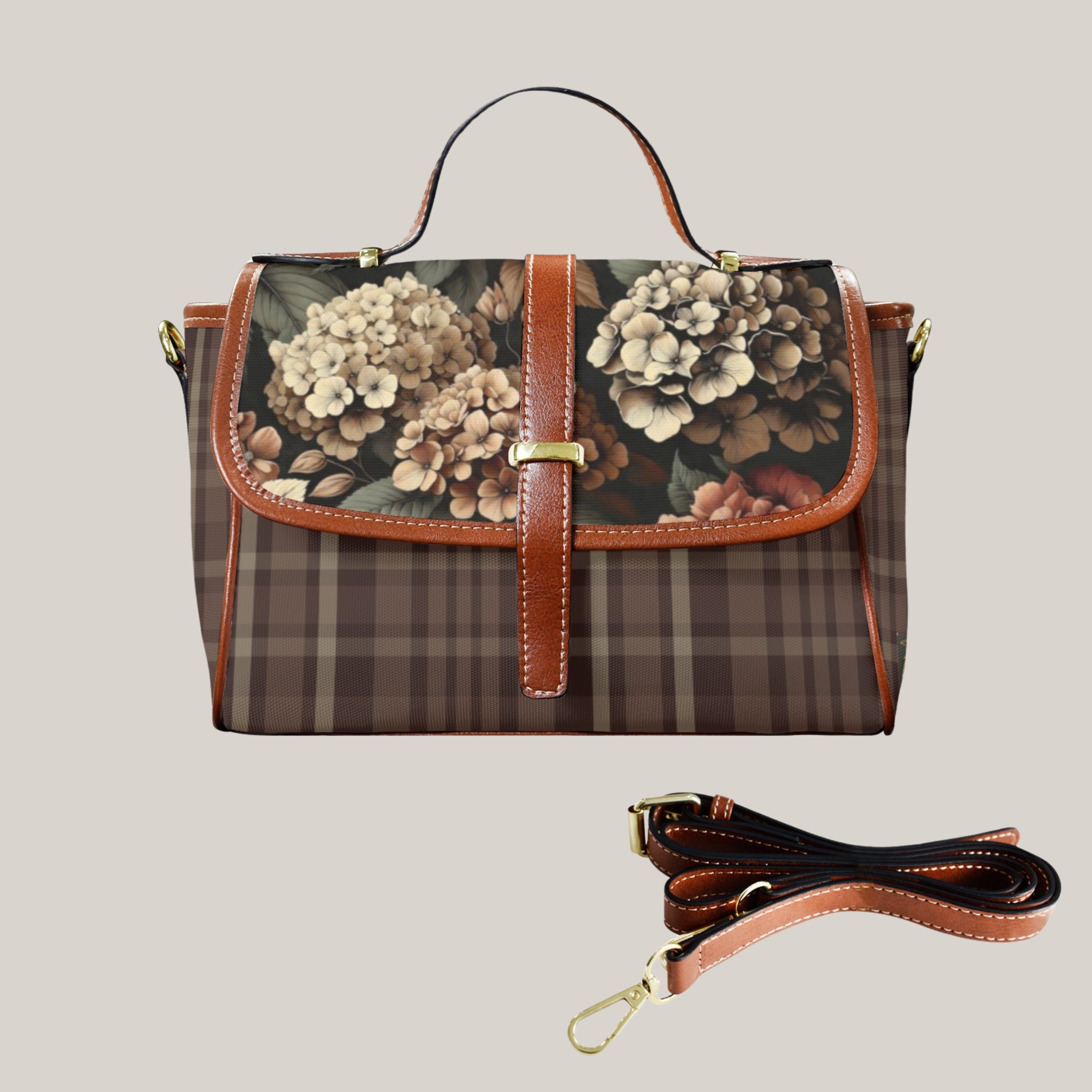 Floral Plaid Satchel Bag