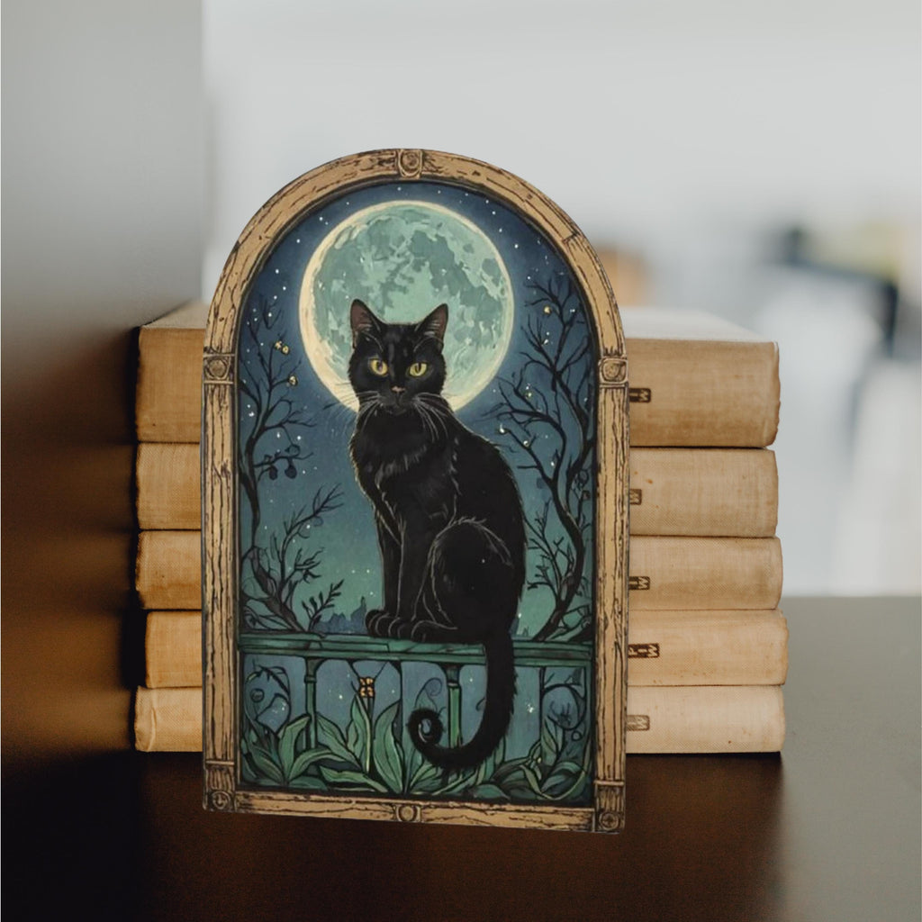 Moon Cat Bookends