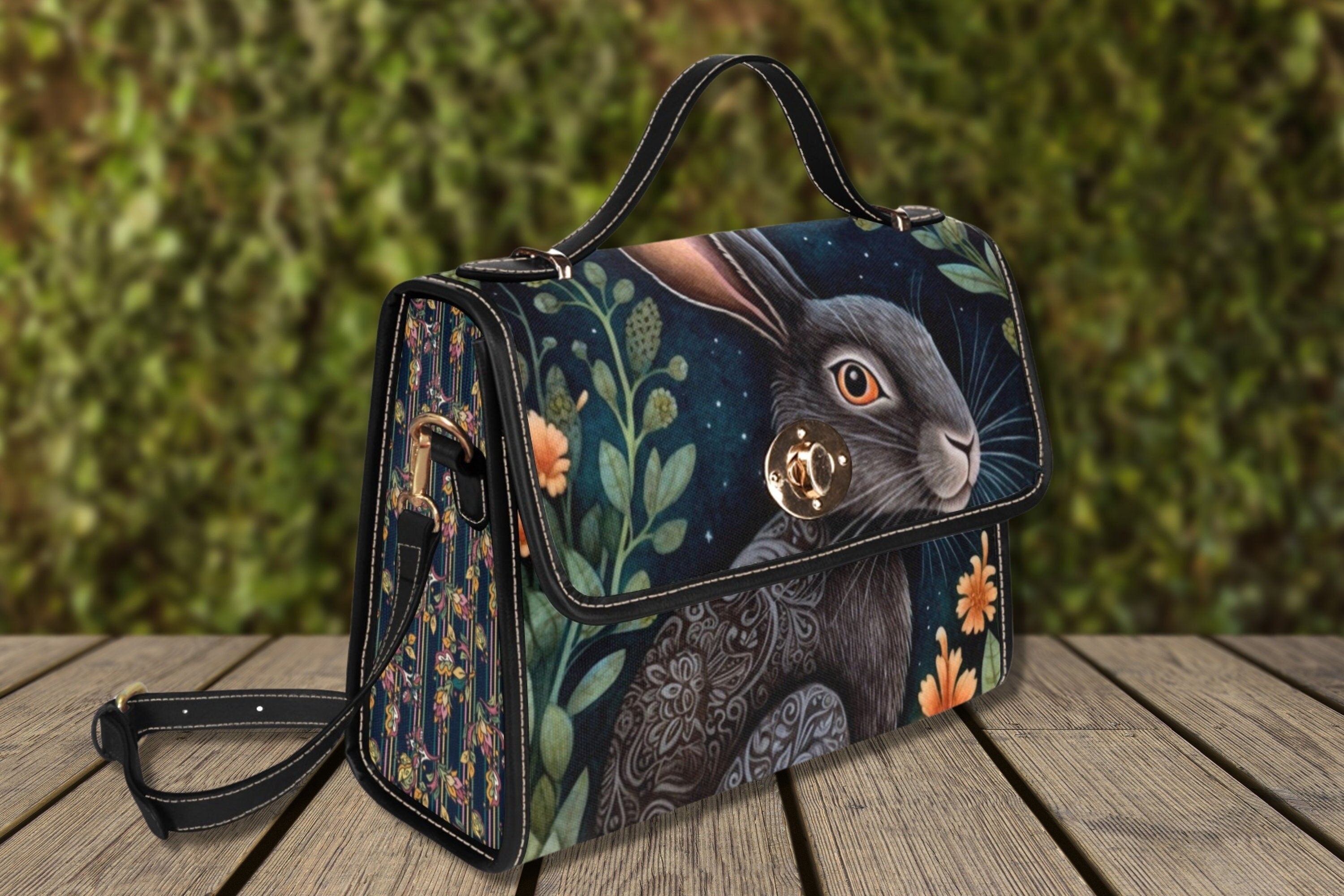Midnight Hare Satchel Bag