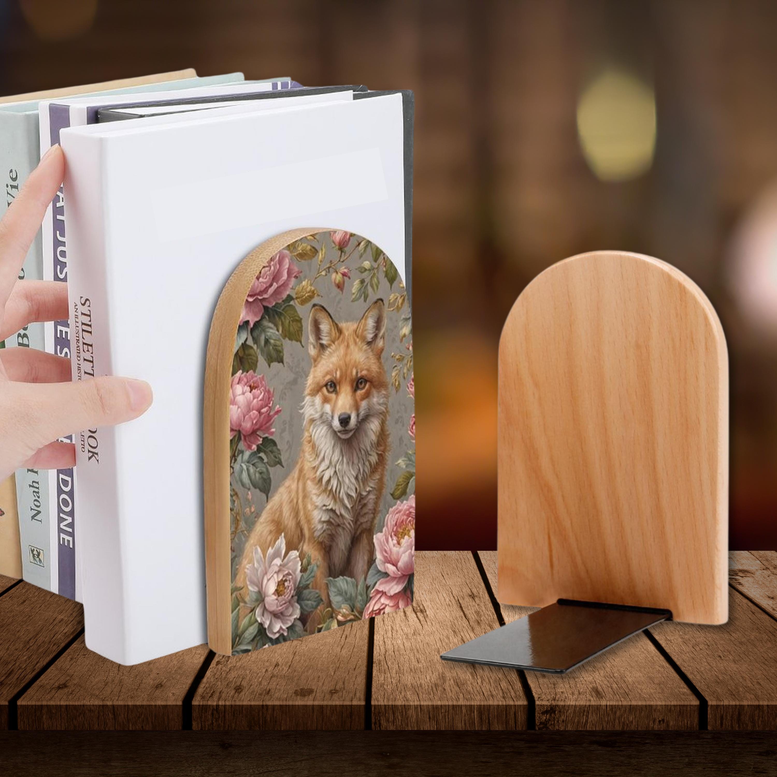 Fox Pink Flower Bookends