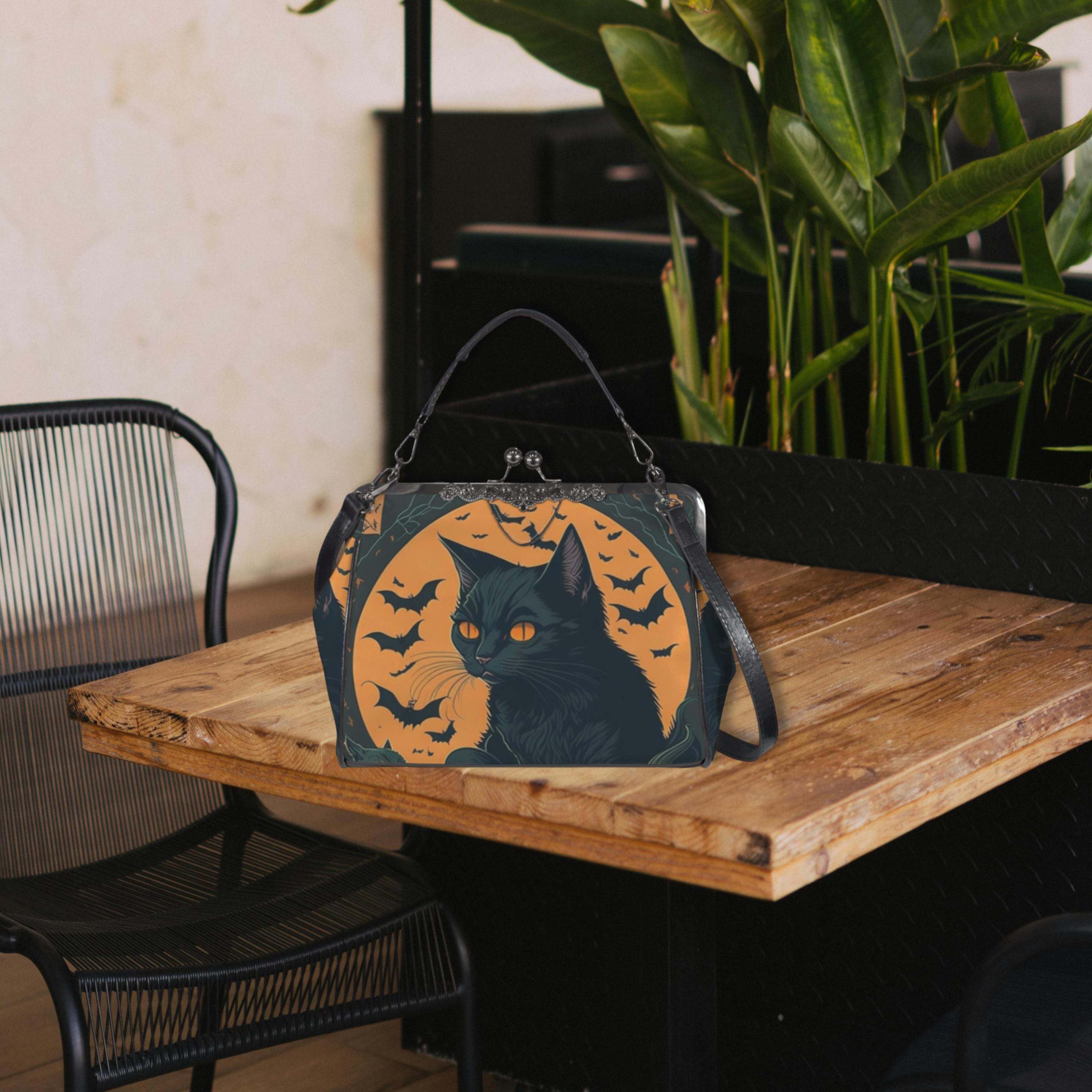 Halloween Cat Kisslock Bag