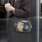 Blue Moon vintage Fae & Magpie handbag with leather strap, featuring a classic design and intricate detailing.