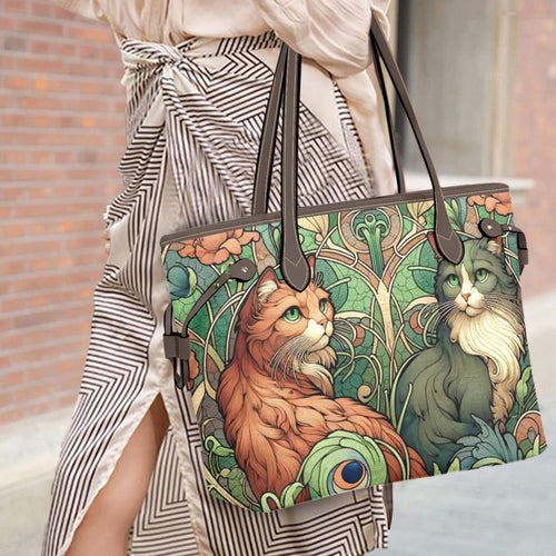 Fae & Magpie Cats Shoulder Handbag with cat print design, featuring a compact, stylish handbag for everyday use