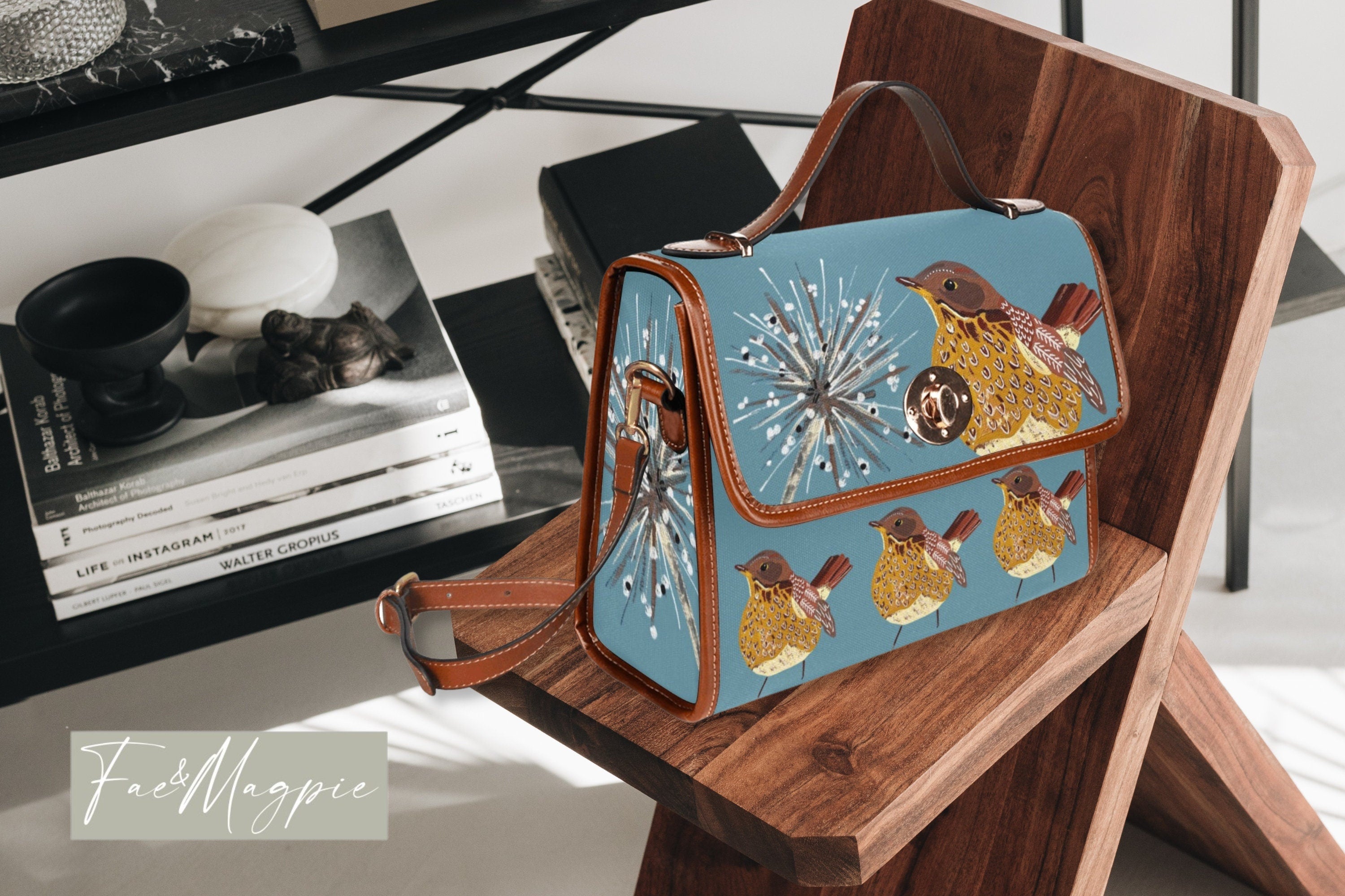 Winter Bird Satchel Bag