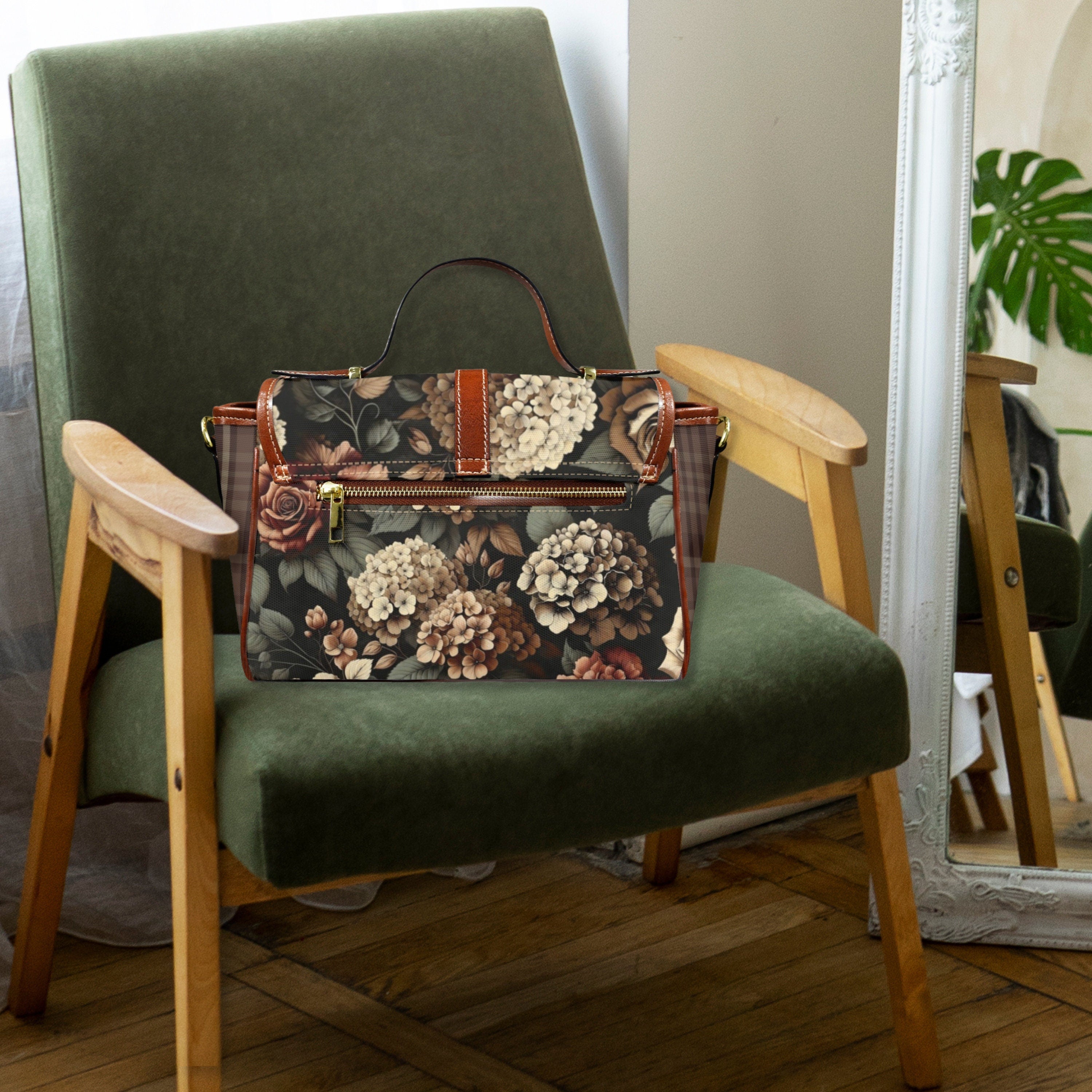 Floral Plaid Satchel Bag