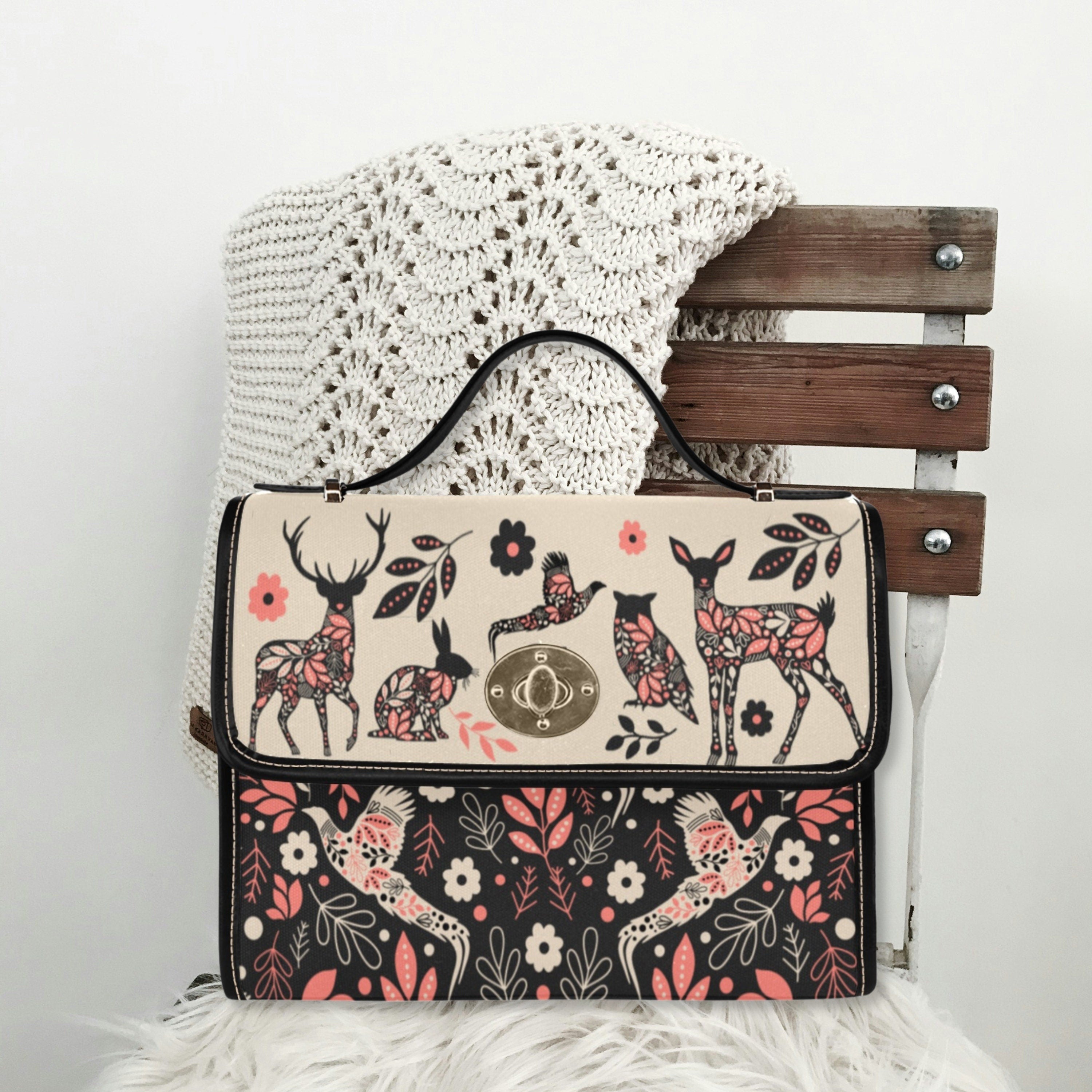 Folk Animal Satchel Bag