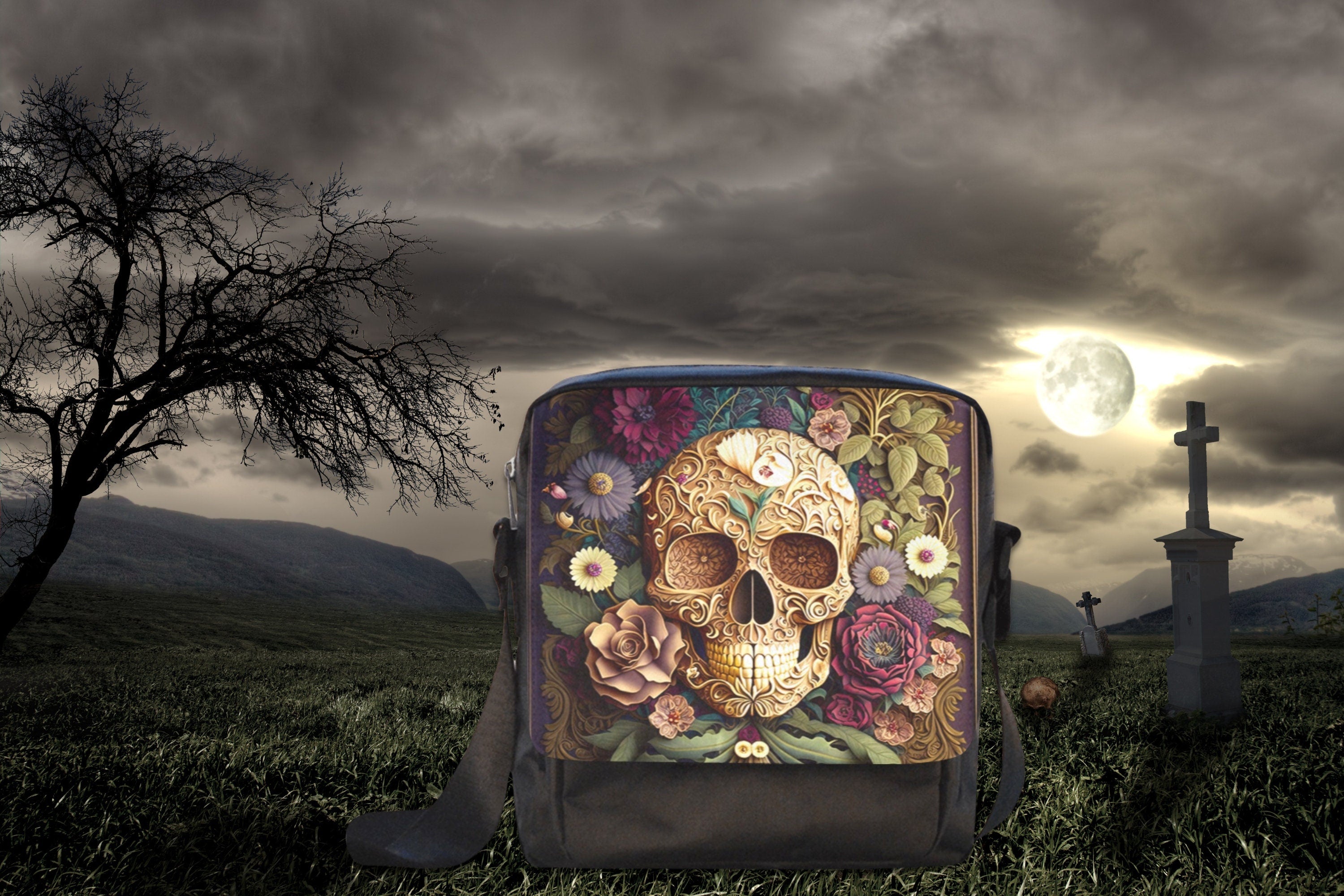 Baroque Skull Flap Bag