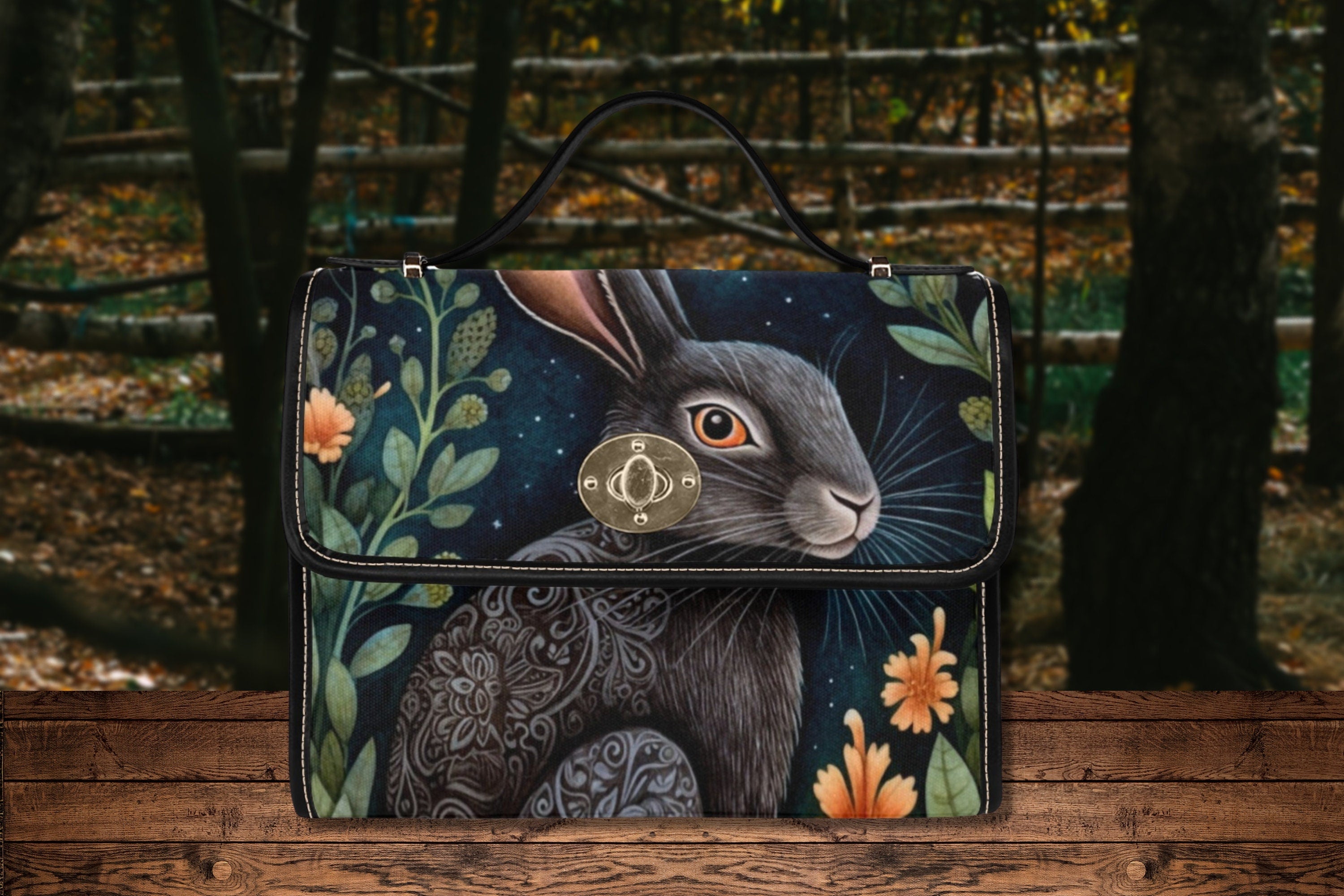 Midnight Hare Satchel Bag