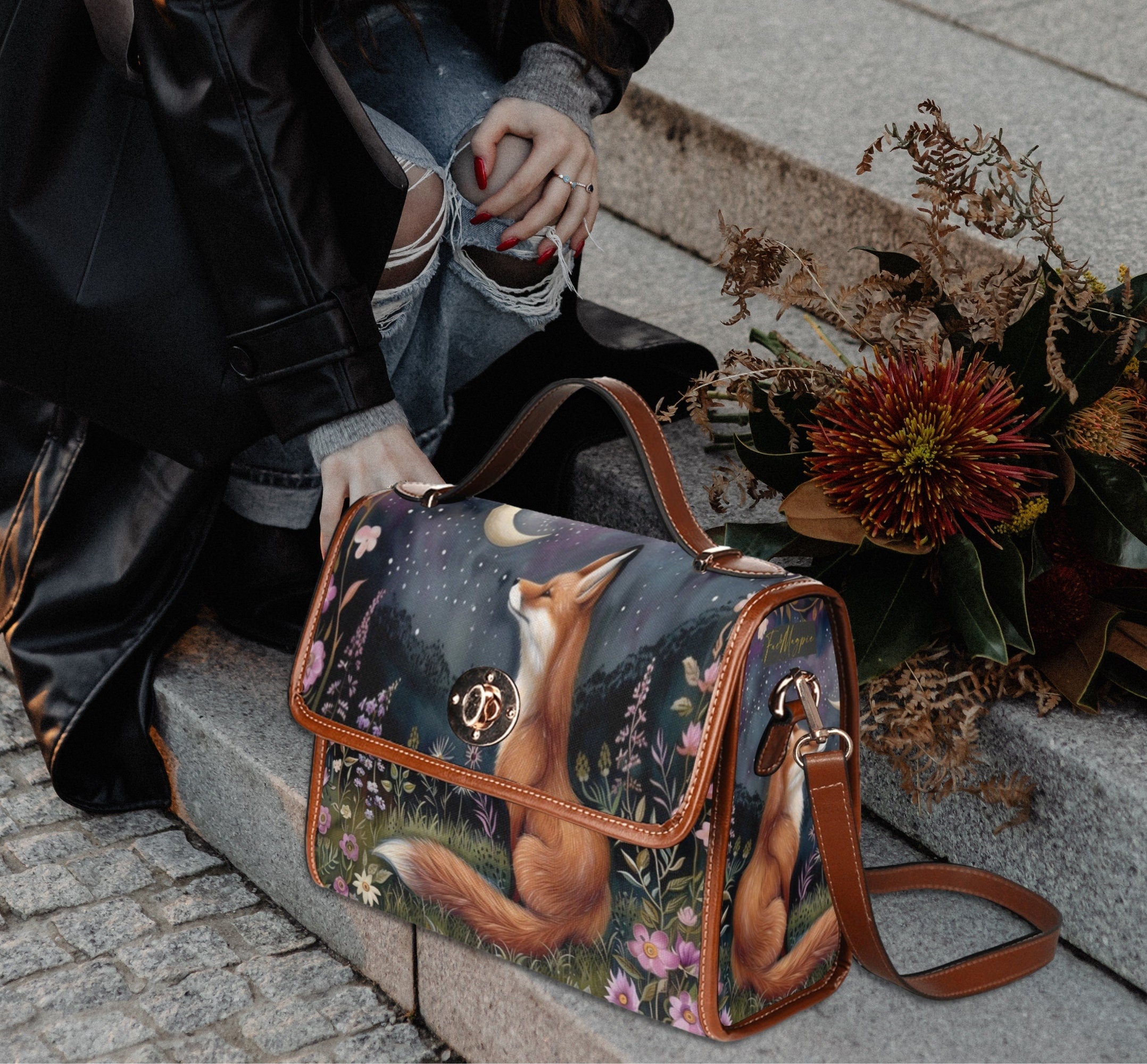 Moon Gaze Fox Satchel Bag